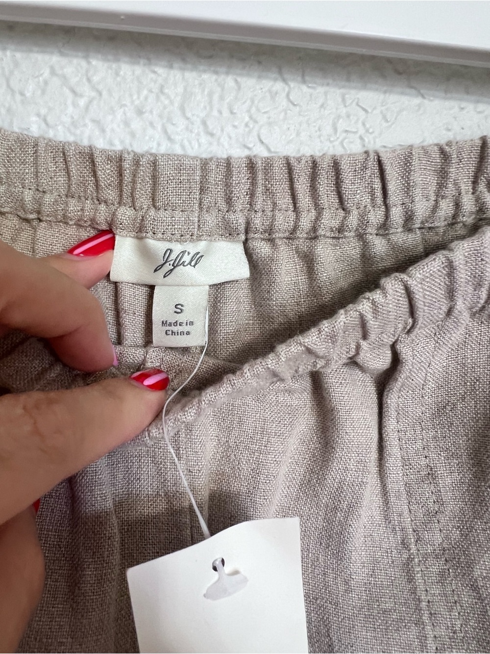 J.Jill Linen Pull-On Shorts Khaki Tan Elastic Waist Relaxed Fit - Picture 4 of 7